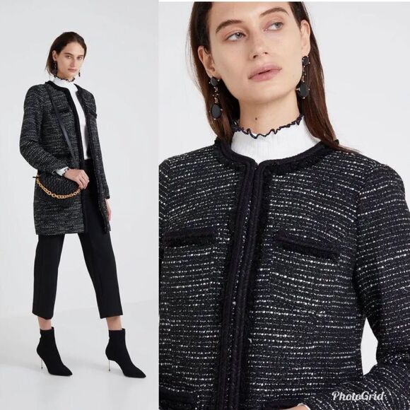 J.Crew Tweed Lurex Lady Coat with Braided Trim - Metallic - Picture 4 of 12